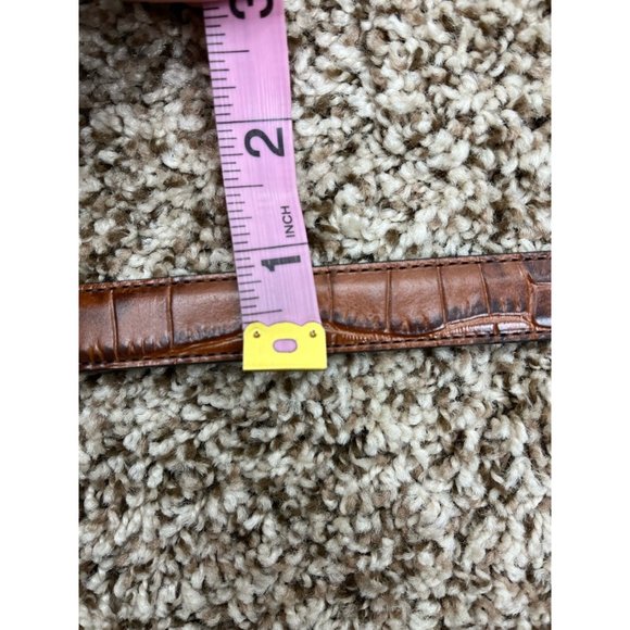 Womens Waist Belt Black Brown Crocodile Embossed Reversible Adjustable 43.5 New - Picture 4 of 6